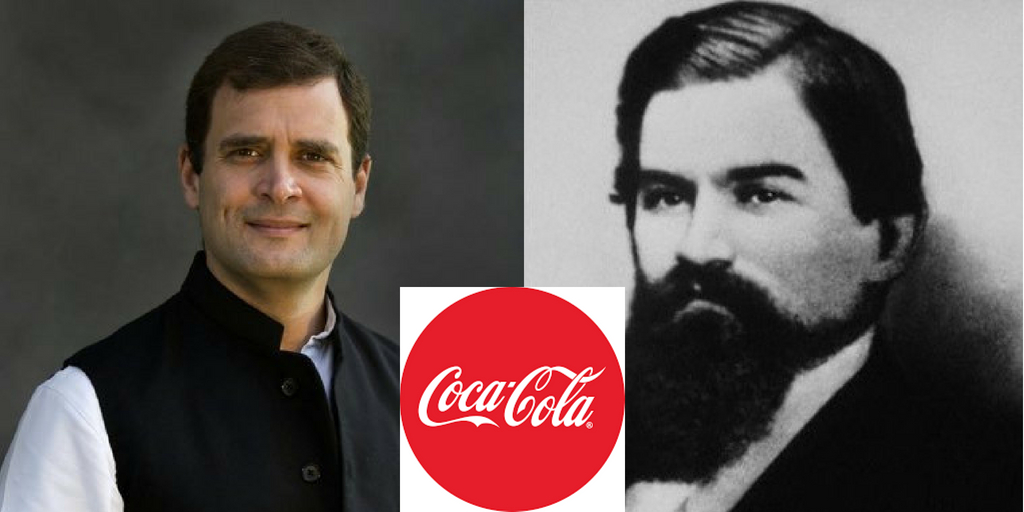 Rahul Gandhi & John Pemberton, founder, Coca Cola
