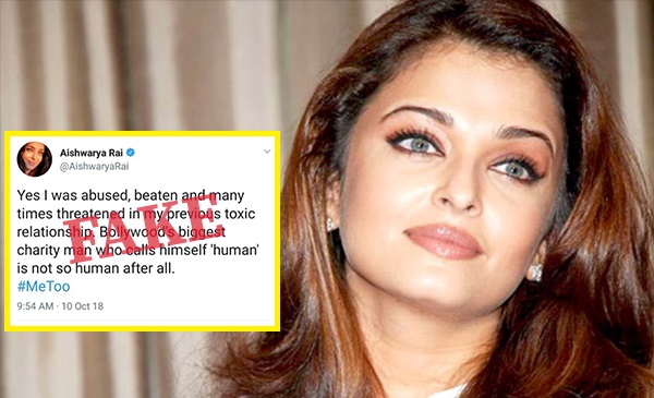 Fake Tweet Of Aishwarya Rai Bachchan On Metoo Goes Viral Boom