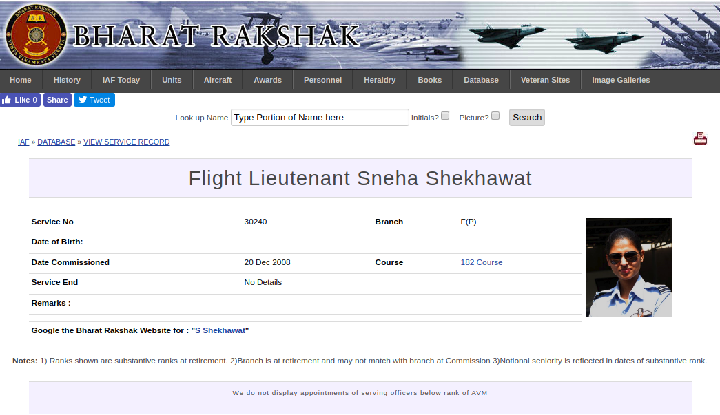 Screenshot of webpage Bharat Rakshak