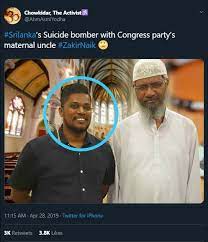 Tweet claiming Naik with SL Bomber