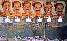 Image shows political posters and Facebook likes
