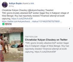 Screenshot of Kalyan Chaubey's Tweet that was shared in a Facebook Page