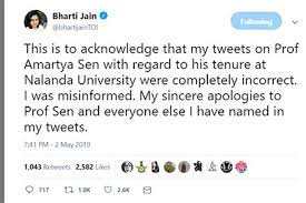 Image shows tweets by Bharti Jain