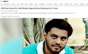 NDTV article on CBI closing Najeeb case