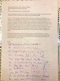 Image shows signed letter by DU professors to protest against Modi's remarks on Rajiv Gandhi