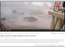 TOI article about Cyclone Vardah showing the same video