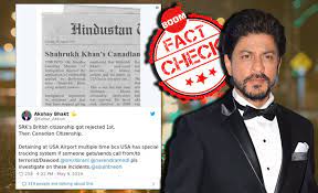 Image shows srk and fake news clipping