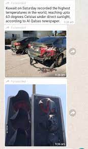 Cars melting due to heat in Kuwait due to heat in WhatsApp Helpline