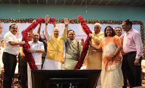 Image shows Amit Shah with other BJP members