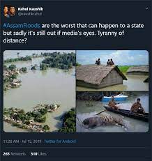 tweet on assam floods