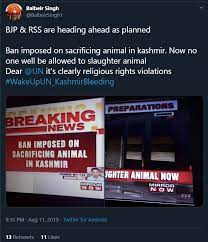 Kashmir slaughter ban tweet 2