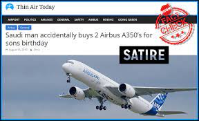 Satire Website Thinair and their story on Airbus