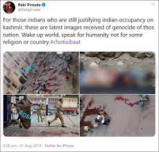 Image shared by Pirzadi, claiming to show Kashmiri genocide. 